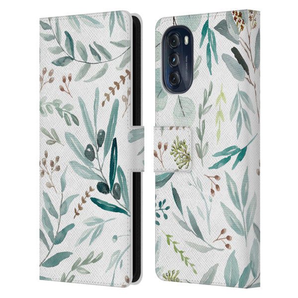 Anis Illustration Bloomers Eucalyptus Leather Book Wallet Case Cover For Motorola Moto G (2022)