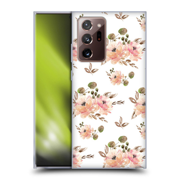 Anis Illustration Flower Pattern 4 Vintage White Soft Gel Case for Samsung Galaxy Note20 Ultra / 5G