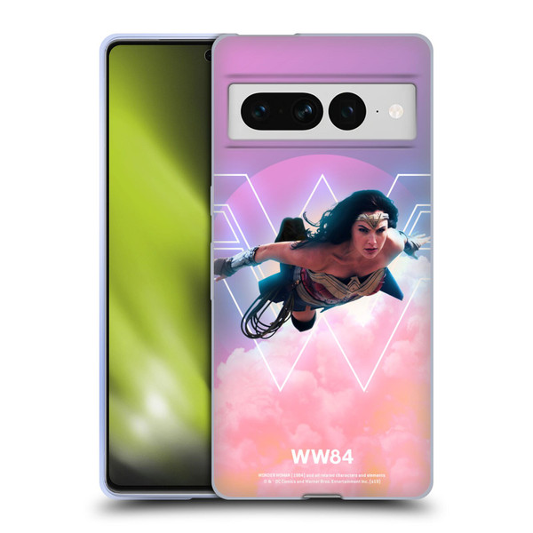 Wonder Woman 1984 80's Graphics Flying Soft Gel Case for Google Pixel 7 Pro