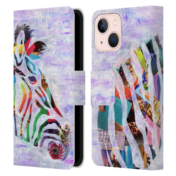 Artpoptart Animals Purple Zebra Leather Book Wallet Case Cover For Apple iPhone 13 Mini