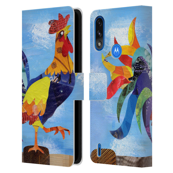 Artpoptart Animals Colorful Rooster Leather Book Wallet Case Cover For Motorola Moto E7 Power / Moto E7i Power