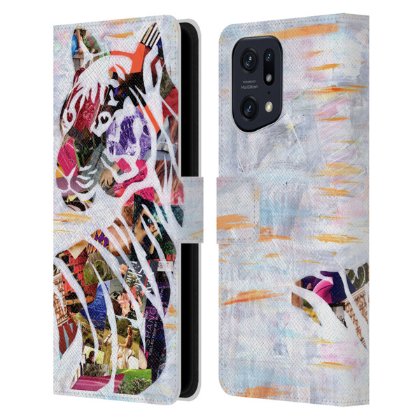 Artpoptart Animals Tiger Leather Book Wallet Case Cover For OPPO Find X5