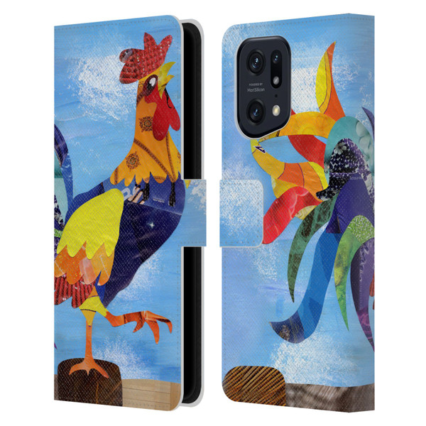 Artpoptart Animals Colorful Rooster Leather Book Wallet Case Cover For OPPO Find X5 Pro