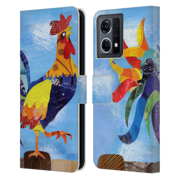Artpoptart Animals Colorful Rooster Leather Book Wallet Case Cover For OPPO Reno8 4G