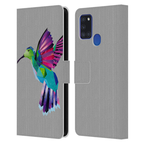 Artpoptart Animals Hummingbird Leather Book Wallet Case Cover For Samsung Galaxy A21s (2020)