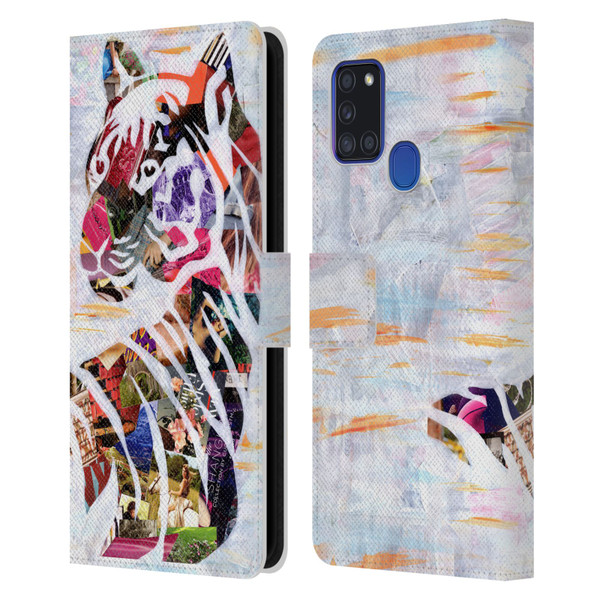 Artpoptart Animals Tiger Leather Book Wallet Case Cover For Samsung Galaxy A21s (2020)