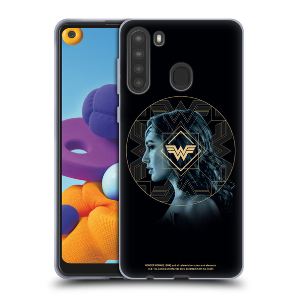 Wonder Woman 1984 Logo Art Gold Portrait Soft Gel Case for Samsung Galaxy A21 (2020)