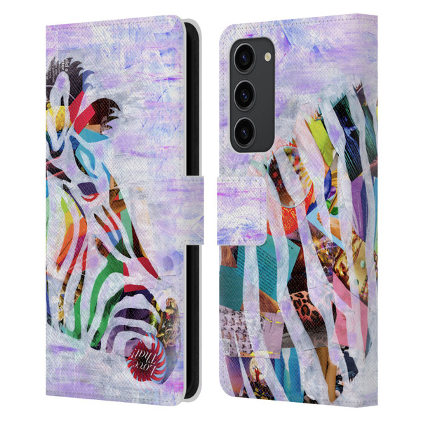 Artpoptart Animals Purple Zebra Leather Book Wallet Case Cover For Samsung Galaxy S23+ 5G