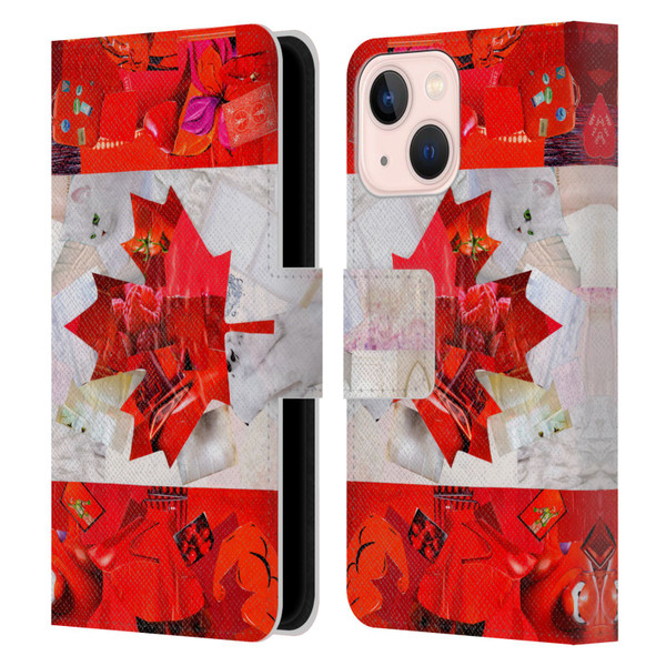 Artpoptart Flags Canada Leather Book Wallet Case Cover For Apple iPhone 13 Mini