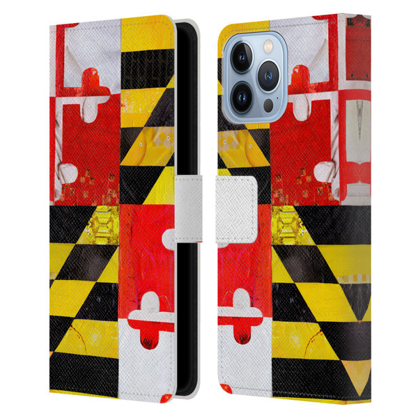 Artpoptart Flags Maryland Leather Book Wallet Case Cover For Apple iPhone 13 Pro Max