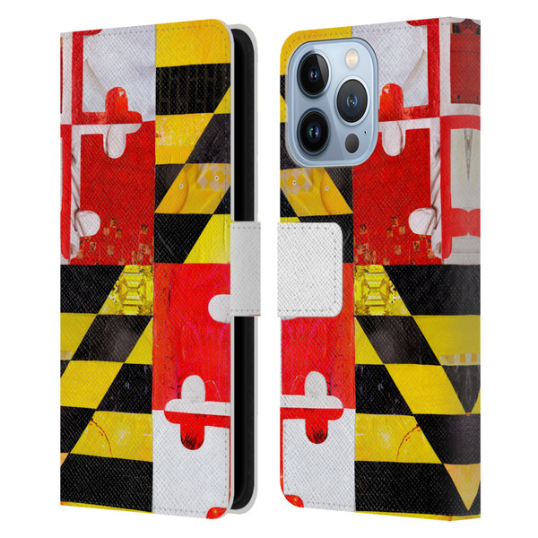Artpoptart Flags Maryland Leather Book Wallet Case Cover For Apple iPhone 13 Pro