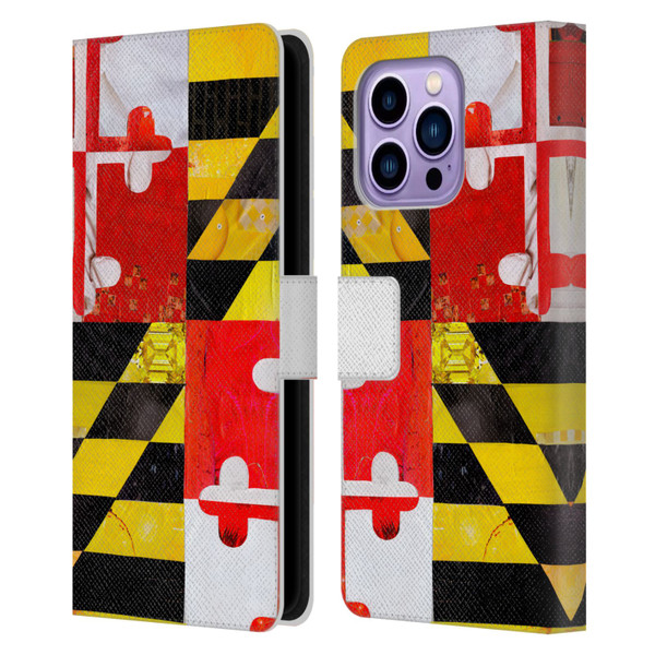 Artpoptart Flags Maryland Leather Book Wallet Case Cover For Apple iPhone 14 Pro Max