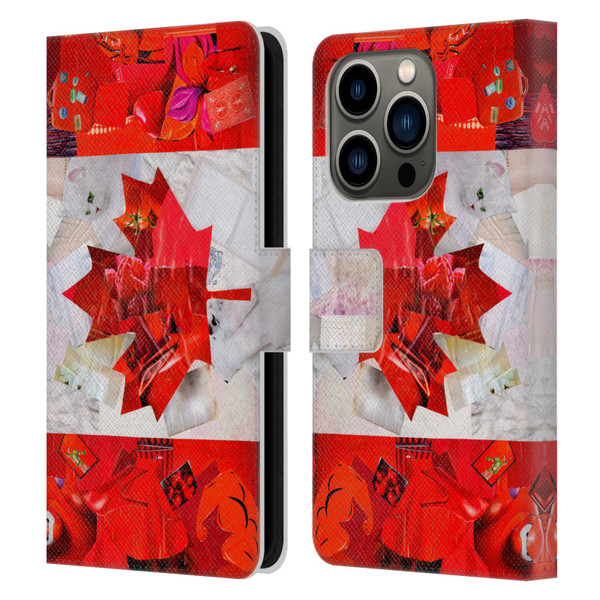 Artpoptart Flags Canada Leather Book Wallet Case Cover For Apple iPhone 14 Pro