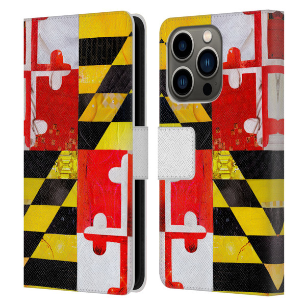 Artpoptart Flags Maryland Leather Book Wallet Case Cover For Apple iPhone 14 Pro