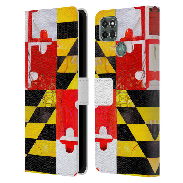 Artpoptart Flags Maryland Leather Book Wallet Case Cover For Motorola Moto G9 Power