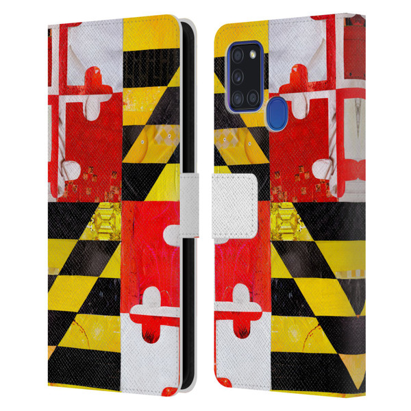 Artpoptart Flags Maryland Leather Book Wallet Case Cover For Samsung Galaxy A21s (2020)