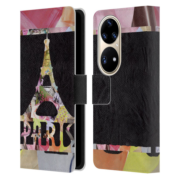 Artpoptart Travel Paris Leather Book Wallet Case Cover For Huawei P50 Pro