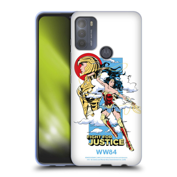 Wonder Woman 1984 Retro Art Fight For Justice Soft Gel Case for Motorola Moto G50