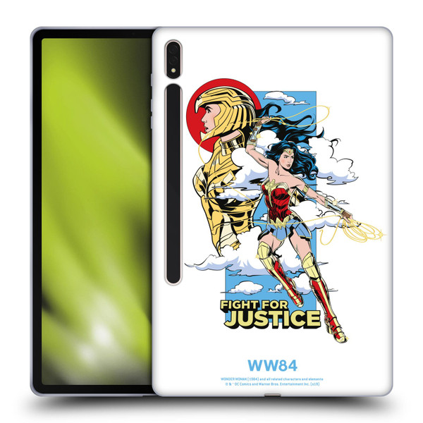 Wonder Woman 1984 Retro Art Fight For Justice Soft Gel Case for Samsung Galaxy Tab S8 Plus