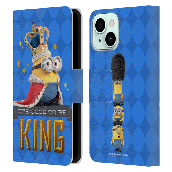 Minions Minion British Invasion King Bob Leather Book Wallet Case Cover For Apple iPhone 13 Mini