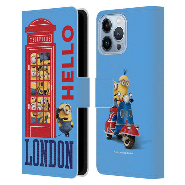 Minions Minion British Invasion Telephone Booth Leather Book Wallet Case Cover For Apple iPhone 13 Pro Max