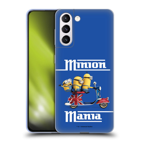 Minions Minion British Invasion Union Jack Scooter Soft Gel Case for Samsung Galaxy S21+ 5G
