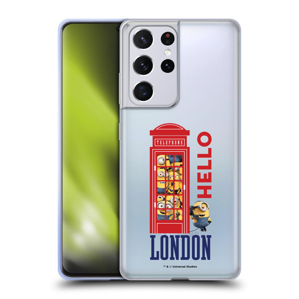 Minions Minion British Invasion Telephone Booth Soft Gel Case for Samsung Galaxy S21 Ultra 5G