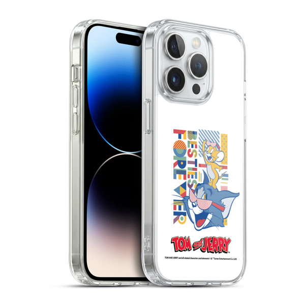 Tom and Jerry Color Blocks Besties Forever Soft Gel Case for Apple iPhone 14 Pro & MagSafe