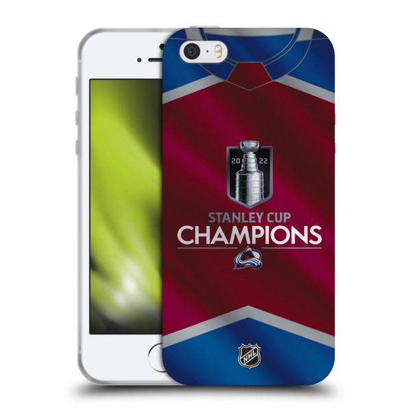 NHL 2022 Stanley Cup Champions Colorado Avalanche Jersey Soft Gel Case for Apple iPhone 5 / 5s / iPhone SE 2016