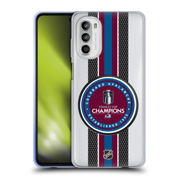 NHL 2022 Stanley Cup Champions Colorado Avalanche Puck Pattern Soft Gel Case for Motorola Moto G52