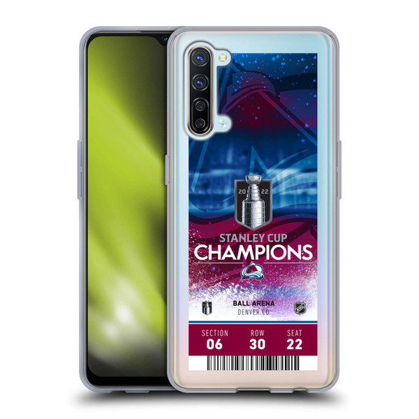 NHL 2022 Stanley Cup Champions Colorado Avalanche Ticket Soft Gel Case for OPPO Find X2 Lite 5G