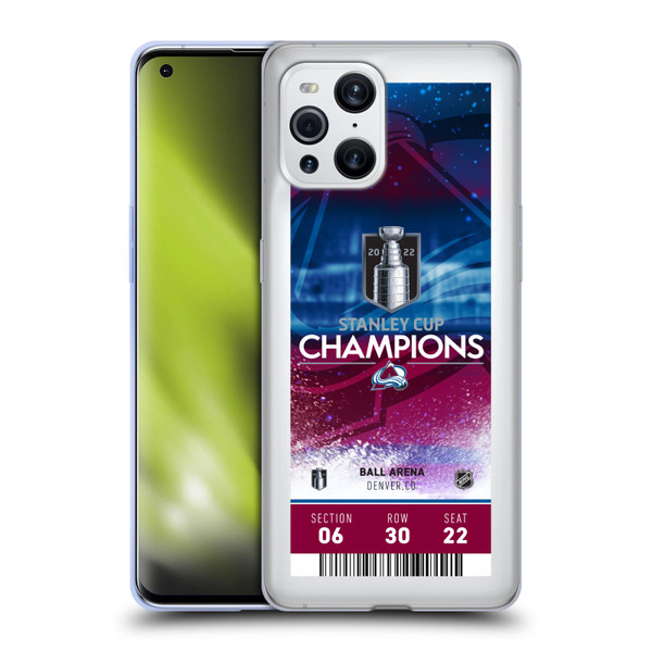 NHL 2022 Stanley Cup Champions Colorado Avalanche Ticket Soft Gel Case for OPPO Find X3 / Pro