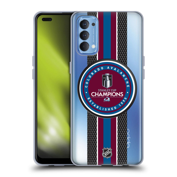 NHL 2022 Stanley Cup Champions Colorado Avalanche Puck Pattern Soft Gel Case for OPPO Reno 4 5G