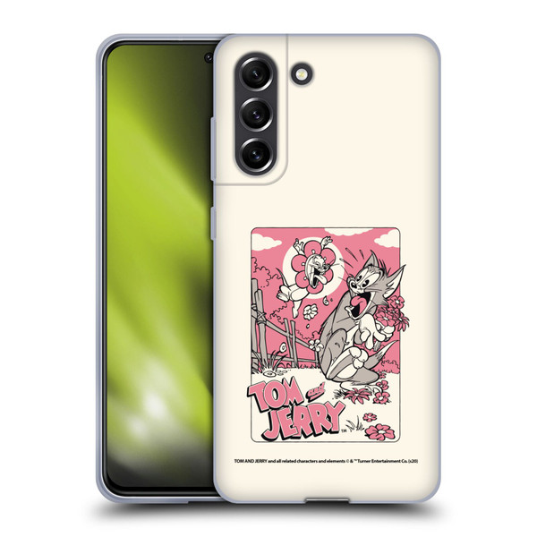Tom and Jerry Illustration Scary Flower Soft Gel Case for Samsung Galaxy S21 FE 5G