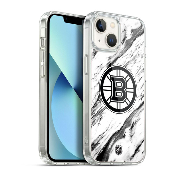 NHL Boston Bruins Marble Soft Gel Case for Apple iPhone 13