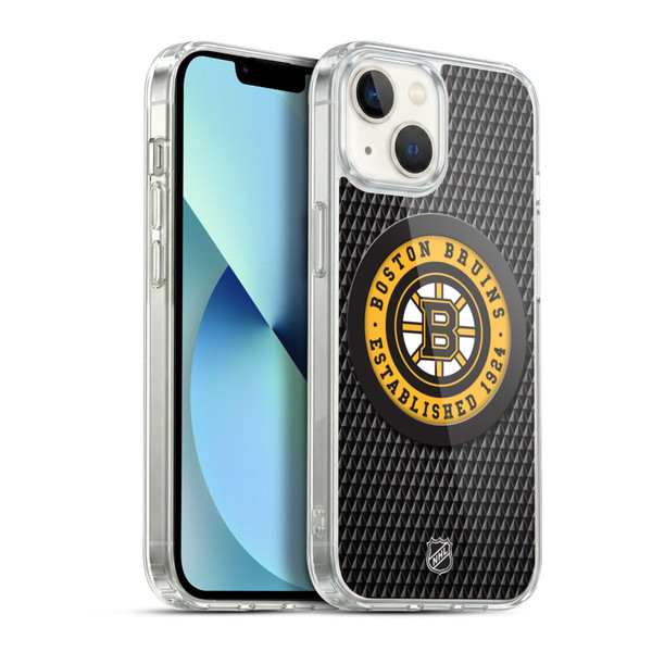 NHL Boston Bruins Puck Texture Soft Gel Case for Apple iPhone 13