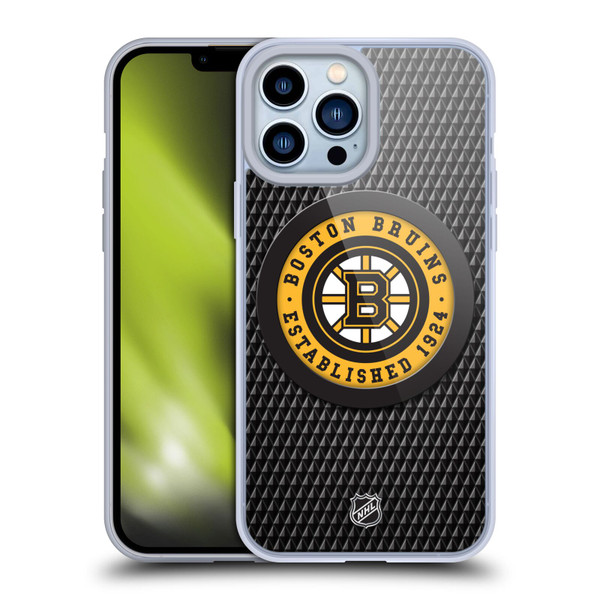 NHL Boston Bruins Puck Texture Soft Gel Case for Apple iPhone 13 Pro Max
