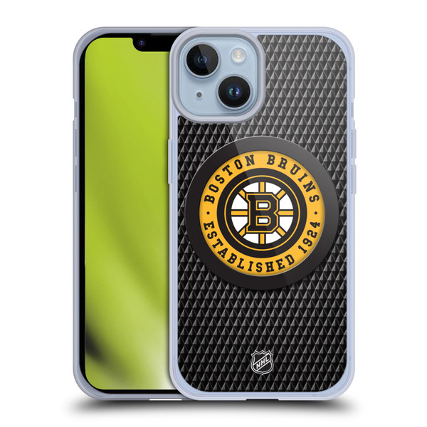 NHL Boston Bruins Puck Texture Soft Gel Case for Apple iPhone 14