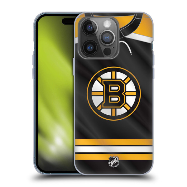 NHL Boston Bruins Jersey Soft Gel Case for Apple iPhone 14 Pro
