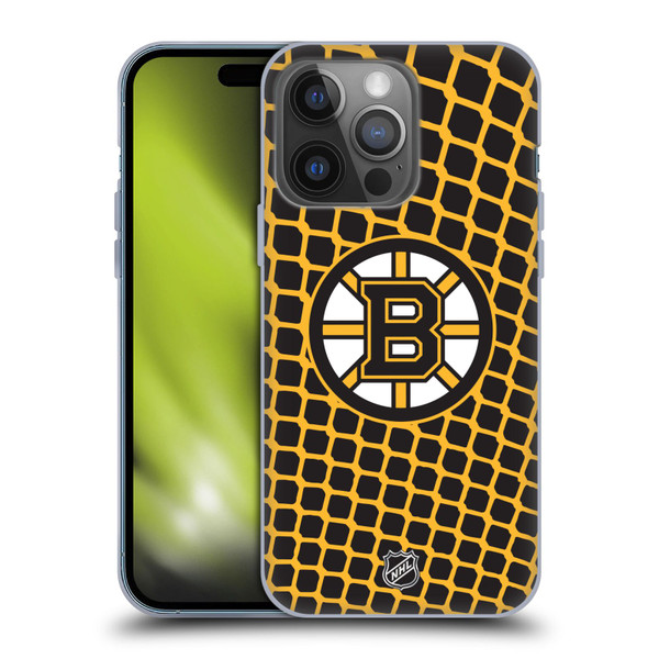 NHL Boston Bruins Net Pattern Soft Gel Case for Apple iPhone 14 Pro