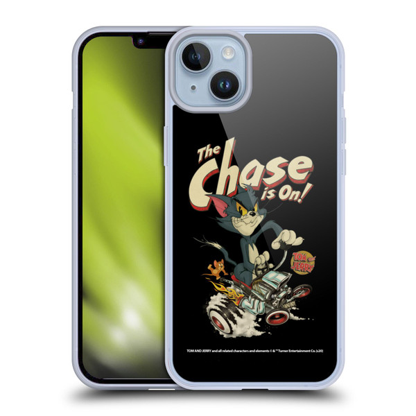 Tom and Jerry Typography Art The Chase Is On Soft Gel Case for Apple iPhone 14 Plus