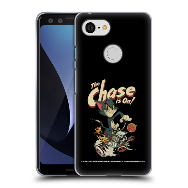 Tom and Jerry Typography Art The Chase Is On Soft Gel Case for Google Pixel 3