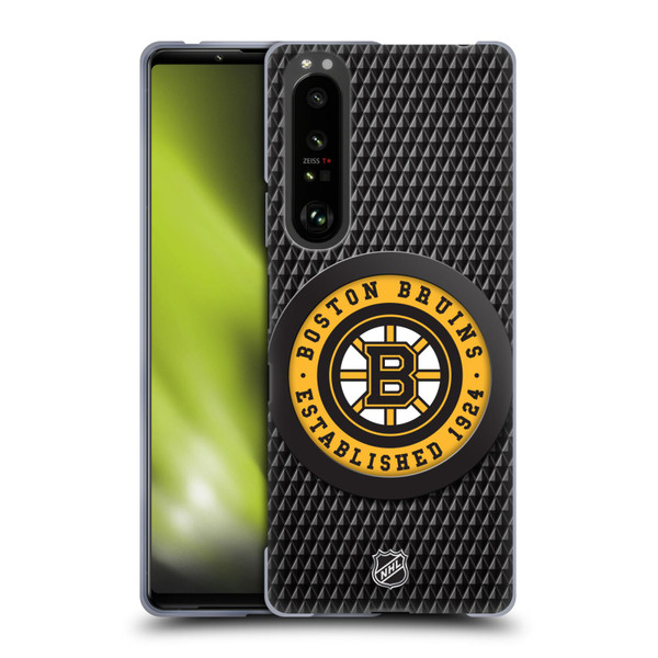 NHL Boston Bruins Puck Texture Soft Gel Case for Sony Xperia 1 III