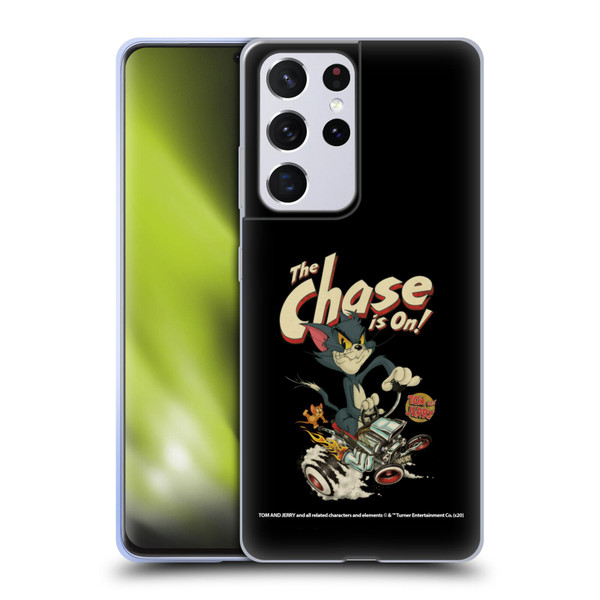 Tom and Jerry Typography Art The Chase Is On Soft Gel Case for Samsung Galaxy S21 Ultra 5G
