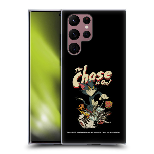 Tom and Jerry Typography Art The Chase Is On Soft Gel Case for Samsung Galaxy S22 Ultra 5G