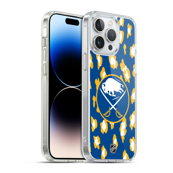 NHL Buffalo Sabres Leopard Pattern Soft Gel Case for Apple iPhone 14 Pro Max
