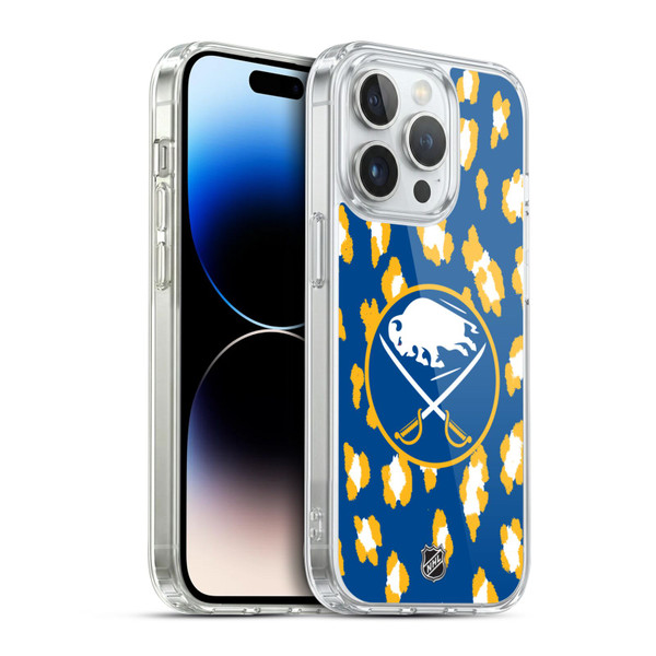 NHL Buffalo Sabres Leopard Pattern Soft Gel Case for Apple iPhone 14 Pro