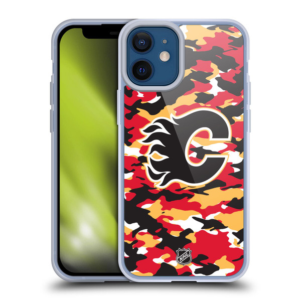 NHL Calgary Flames Camouflage Soft Gel Case for Apple iPhone 12 Mini