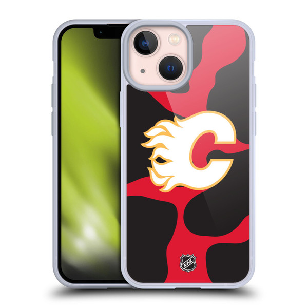 NHL Calgary Flames Cow Pattern Soft Gel Case for Apple iPhone 13 Mini