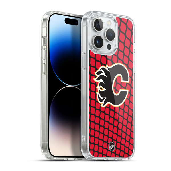 NHL Calgary Flames Net Pattern Soft Gel Case for Apple iPhone 13 Pro Max & MagSafe